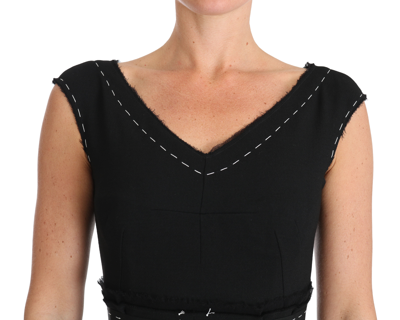 Shop Dolce & Gabbana Elegant Black Sheath Wool Women's Dress
