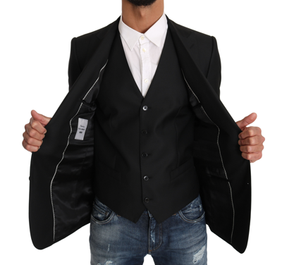 Shop Dolce & Gabbana Blazer Vest 2 Piece Black Wool Men's Martini