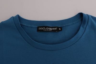 Shop Dolce & Gabbana Chic Blue Cotton Tee With 2017 Women's Print