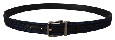 Shop Dolce & Gabbana Elegant Blue Jacquard Leather Men's Belt