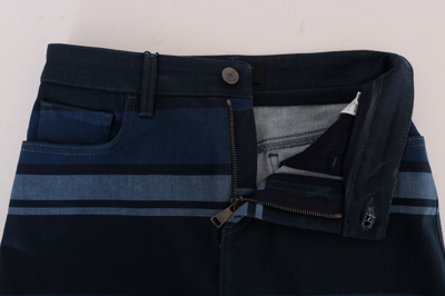 Dolce & Gabbana Blue Short Striped Mini Denim Skirt In Blue