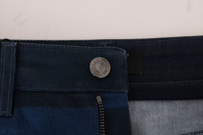 Dolce & Gabbana Blue Short Striped Mini Denim Skirt In Blue