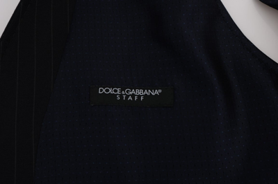 Shop Dolce & Gabbana Elegant Blue Striped Waistcoat Men's Vest