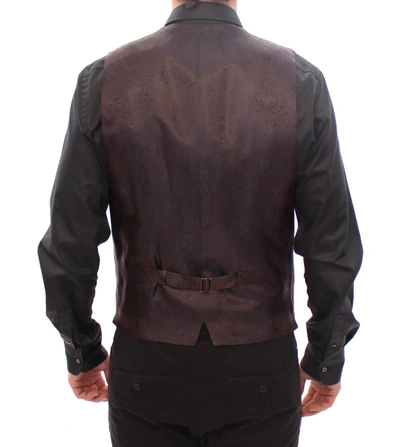 Dolce & Gabbana Brown Check Wool Single Breasted Vest In Brown