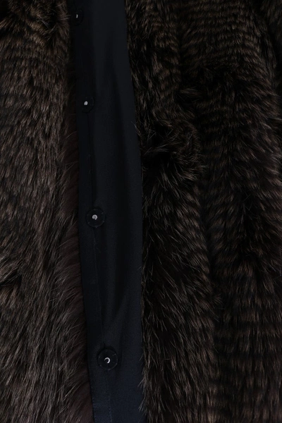 Shop Dolce & Gabbana Elegant Brown Raccoon Fur Knee-length Women's Coat