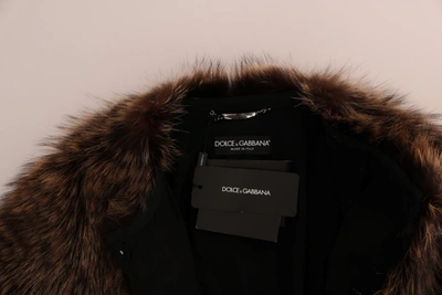 Shop Dolce & Gabbana Elegant Brown Raccoon Fur Knee-length Women's Coat