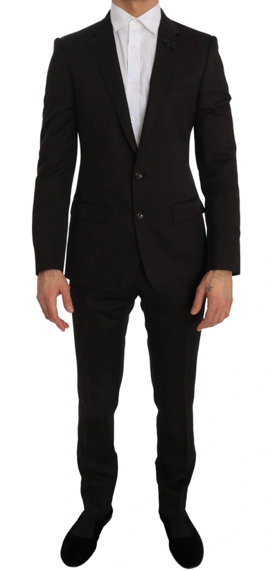 Shop Dolce & Gabbana Elegant Brown Jacquard Martini Men's Suit