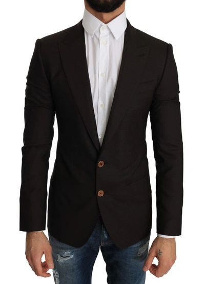 Shop Dolce & Gabbana Sleek Slim Brown Virgin Wool Blazer Men's Jacket