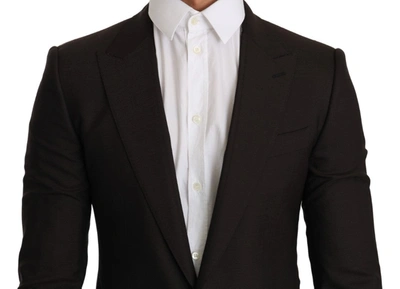 Shop Dolce & Gabbana Sleek Slim Brown Virgin Wool Blazer Men's Jacket