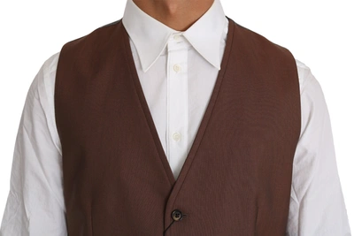 Shop Dolce & Gabbana Sleek Bronze &amp; Gray Formal Vest Slim Men's Fit In Brown