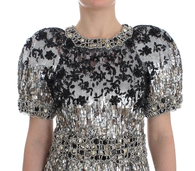 Shop Dolce & Gabbana Silver Crystal Embellished Shift Dress Women's Masterpiece