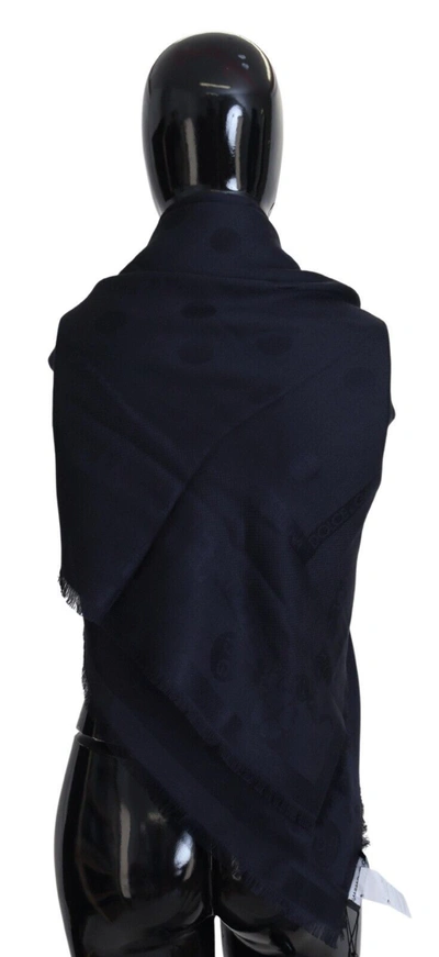 Shop Dolce & Gabbana Elegant Silk-wool Fringed Scarf In Dark Men's Blue
