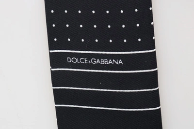 Shop Dolce & Gabbana Dark Blue Polka Dotted Silk Men's Scarf