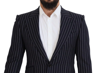 Shop Dolce & Gabbana Elegant Navy Slim Fit Wool Men's Blazer In Navy Blue