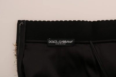 Shop Dolce & Gabbana Elegant Gold Fringe High-waist Pencil Women's Skirt