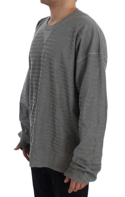 Shop Dolce & Gabbana Elegant Gray Silk Crewneck Pullover Men's Sweater