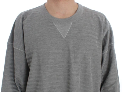 Shop Dolce & Gabbana Elegant Gray Silk Crewneck Pullover Men's Sweater