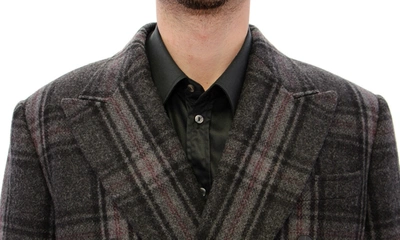 Shop Dolce & Gabbana Sicilia Checkered Wool Blend Men's Coat In Gray