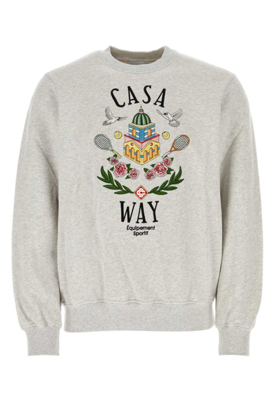 Shop Casablanca Casa Way Embroidered Crewneck Sweatshirt In Grey