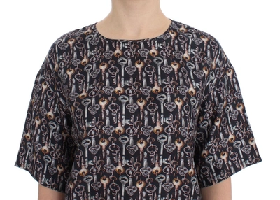 Shop Dolce & Gabbana Enchanted Sicily Silk Blouse With Key Women's Print In Gray