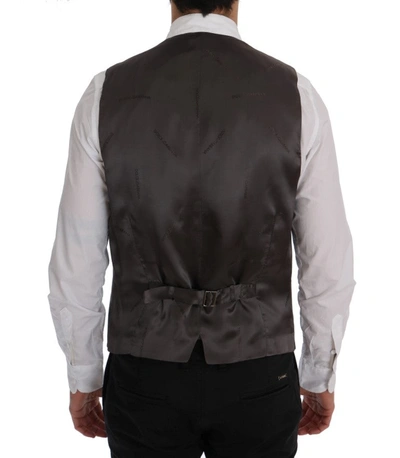 Shop Dolce & Gabbana Elegant Striped Gray Waistcoat Men's Vest
