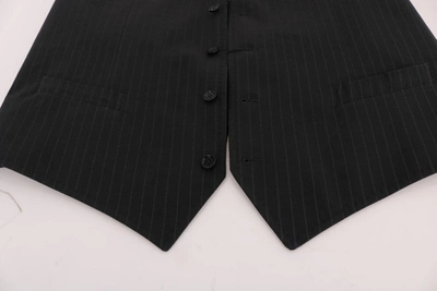 Shop Dolce & Gabbana Elegant Gray Striped Men's Waistcoat Men's Vest