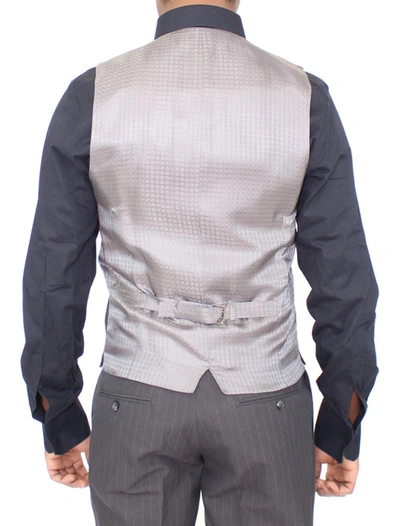 Shop Dolce & Gabbana Elegant Gray Striped Dress Men's Vest