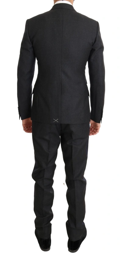 Shop Dolce & Gabbana Elegant Gray Polka Dot 3-piece Men's Suit