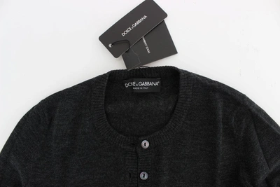 Shop Dolce & Gabbana Elegant Gray Wool Cardigan Women's Sweater
