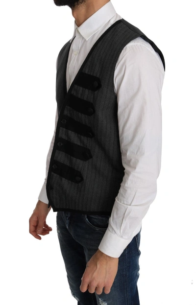 Shop Dolce & Gabbana Elegant Gray Torrero Pattern Formal Men's Vest