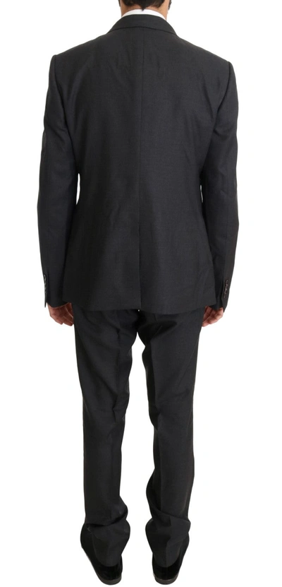 Shop Dolce & Gabbana Elegant Gray Double Breasted Wool Silk Men's Suit