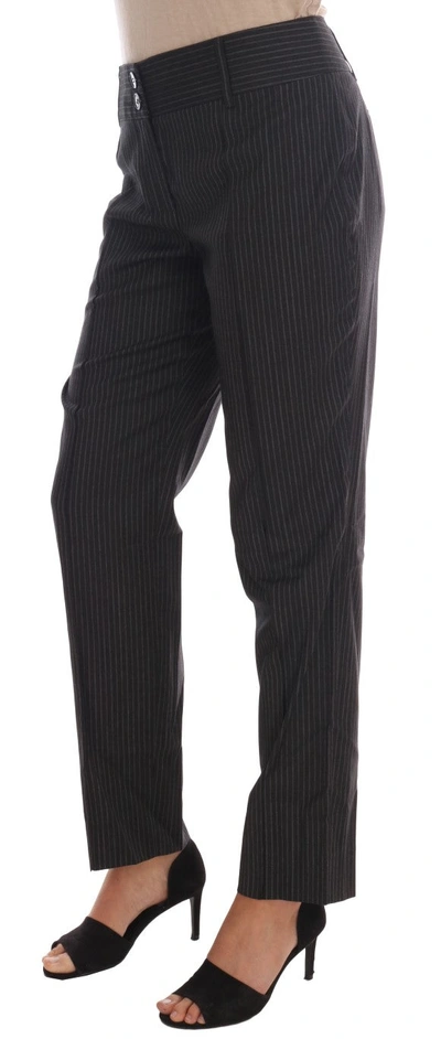 Shop Dolce & Gabbana Elegant Slim Fit Striped Dress Women's Pants In Gray