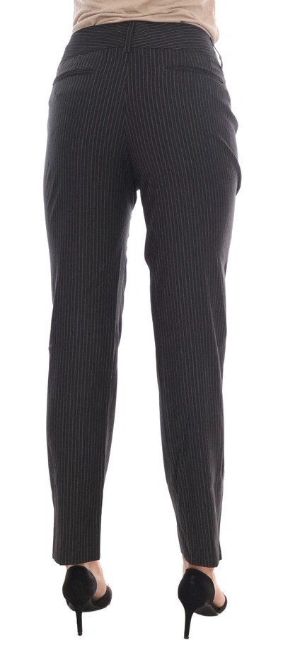 Shop Dolce & Gabbana Elegant Slim Fit Striped Dress Women's Pants In Gray
