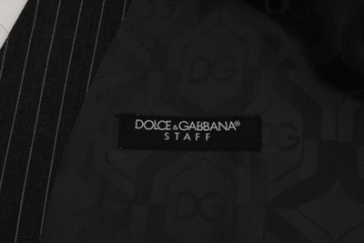 Shop Dolce & Gabbana Elegant Gray Striped Vest Men's Waistcoat