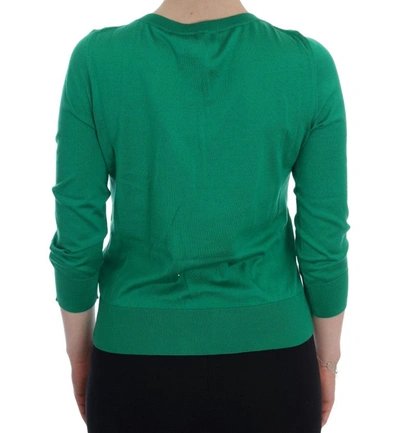 Shop Dolce & Gabbana Embellished Green Silk Pullover Women's Sweater