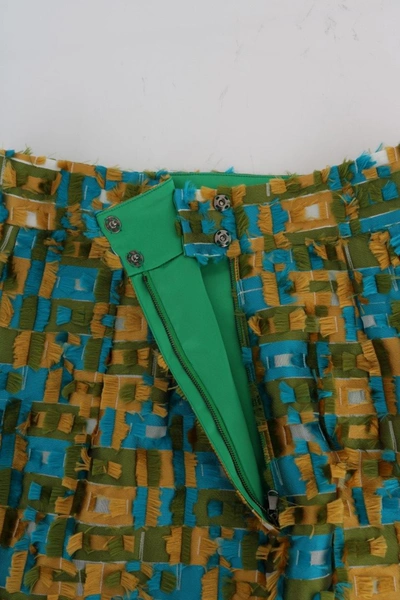 Shop Dolce & Gabbana Elegant Green Jacquard High Waist Women's Skirt In Multicolor
