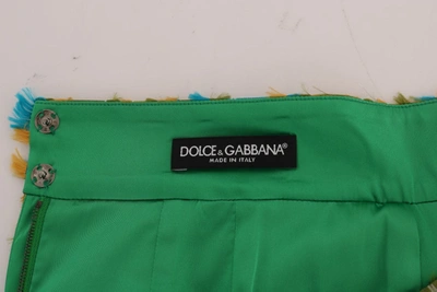 Shop Dolce & Gabbana Elegant Green Jacquard High Waist Women's Skirt In Multicolor