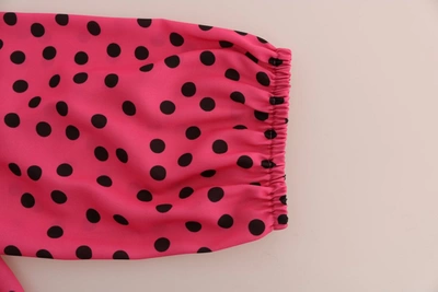 Shop Dolce & Gabbana Chic Pink Polka Dotted Silk Women's Blouse