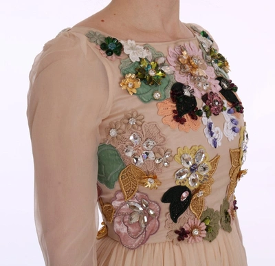 Shop Dolce & Gabbana Elegant Floral Embroidered Silk Maxi Women's Dress In Pink