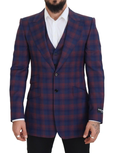 Shop Dolce & Gabbana Elegant Purple Wool Blazer And Vest Men's Set