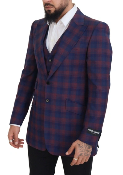 Shop Dolce & Gabbana Elegant Purple Wool Blazer And Vest Men's Set