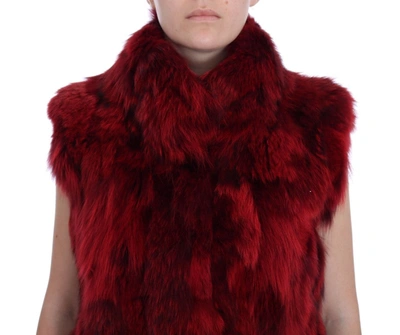 Shop Dolce & Gabbana Luxurious Red Coyote Fur Long Vest Women's Jacket