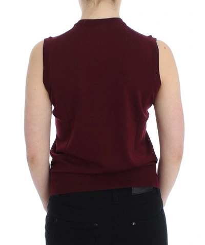 Shop Dolce & Gabbana Elegant Red Wool Sleeveless Pullover Women's Vest