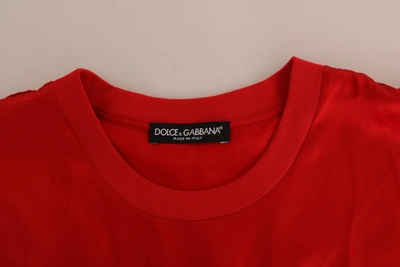 Shop Dolce & Gabbana Red Silk Floral Embroidered Elegance Women's Top