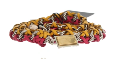 Shop Dolce & Gabbana Red Yellow Leather Crystal Women's Belt In Multicolor
