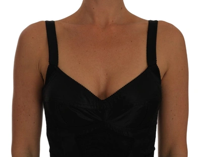 Shop Dolce & Gabbana Elegant Black Floral Stretch Bodysuit Women's Romper