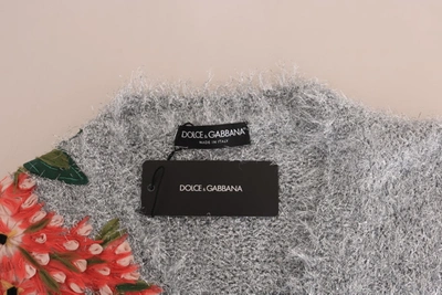 Shop Dolce & Gabbana Elegant Silver Floral Applique Women's Cardigan