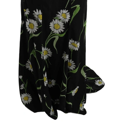 Shop Dolce & Gabbana Sunflower Print Full Length Sheath Women's Dress In Black