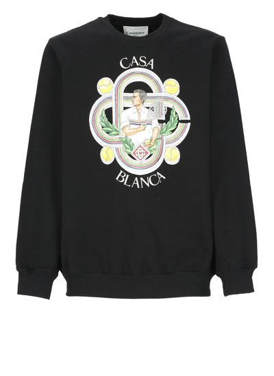 Shop Casablanca Le Joueur Crewneck Sweatshirt In Black