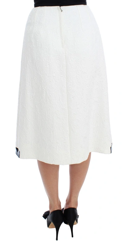 Shop Dolce & Gabbana Elegant Floral Brocade High-waist Women's Skirt In Black/white